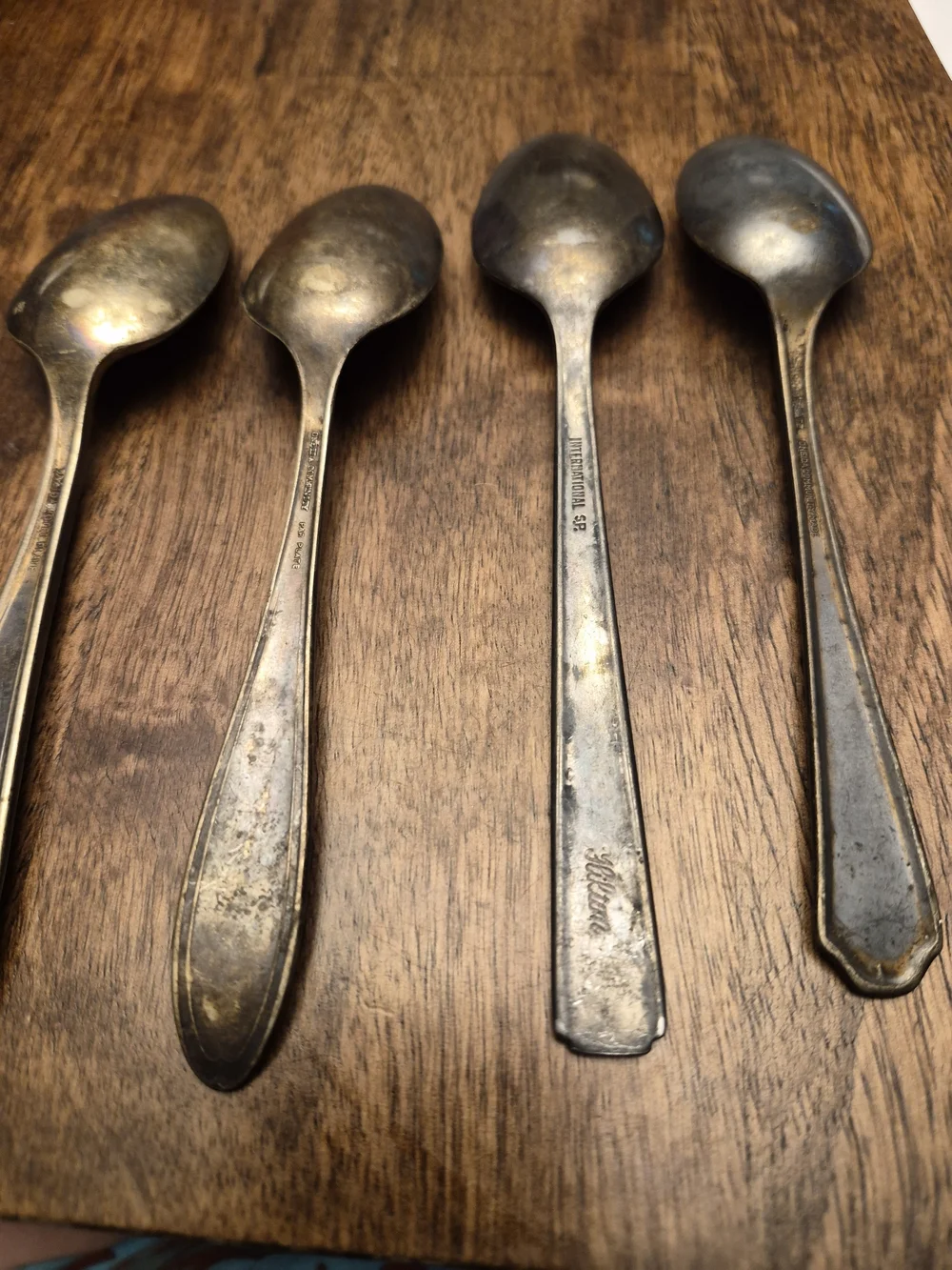 Oneida Silver-Tone Tarnished Serving Spoons - Set of 4